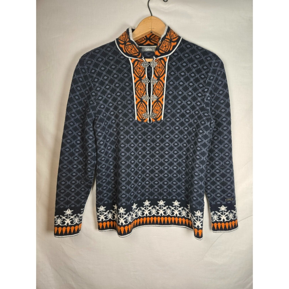 Cabela's Nordic Fair Isle with Metal Clasps Merino Wool Sweater Women's S